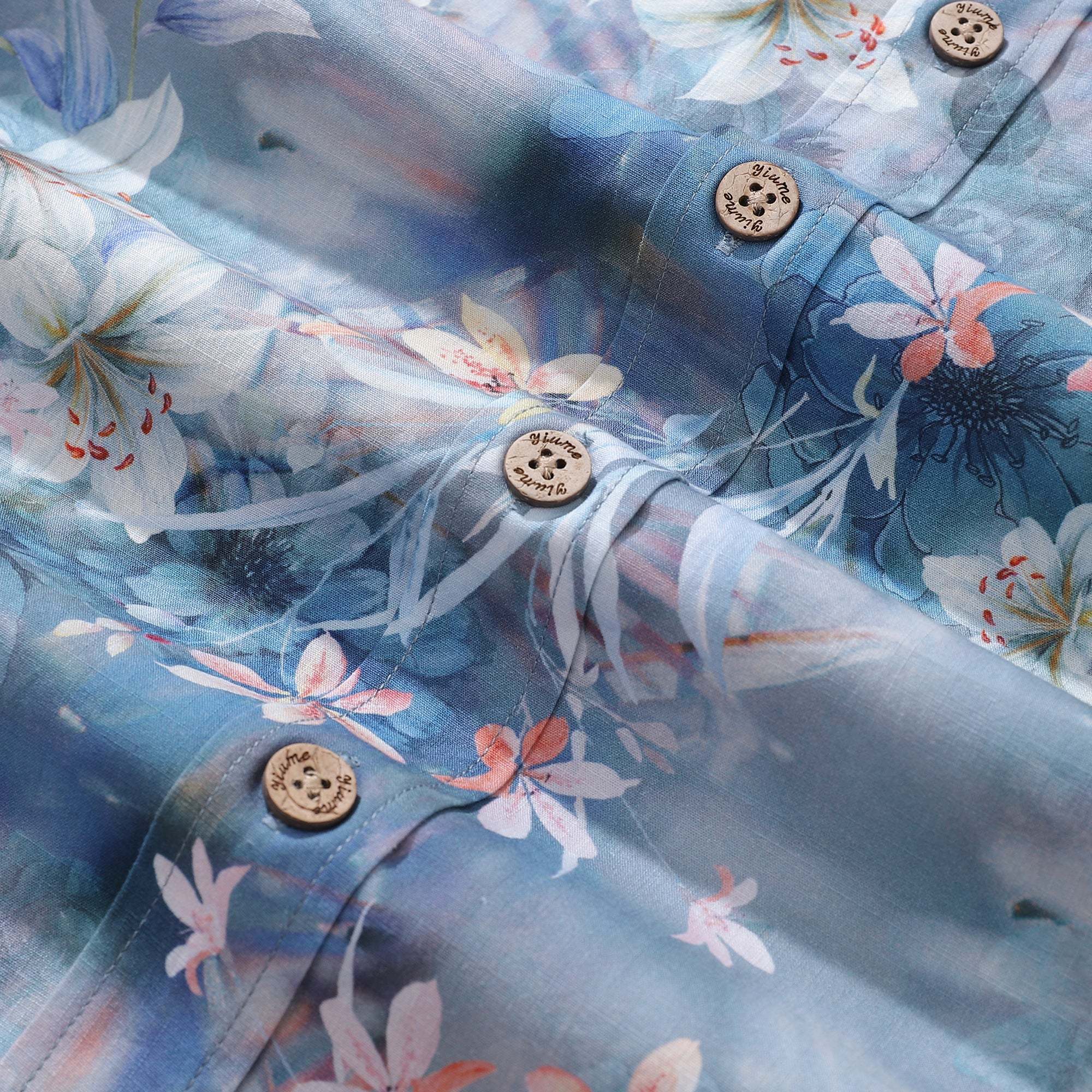 1950s Hawaiian Shirt For Men Floral Button-down Shirt Short Sleeve 100% Cotton Shirt Floral Whispers In The Mist By Cigar