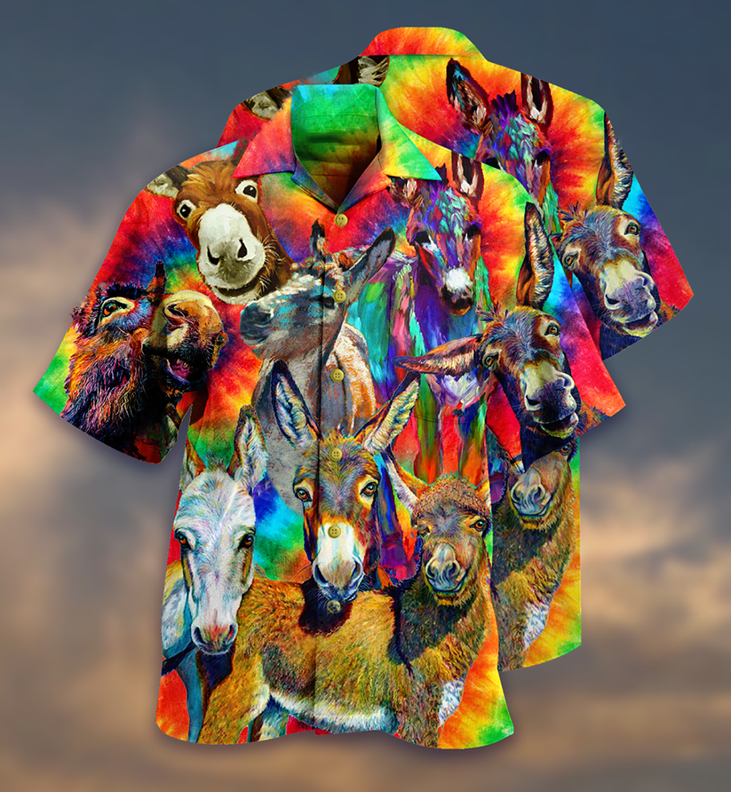 Donkey Animals Love Color Always Smile - Hawaiian Shirt