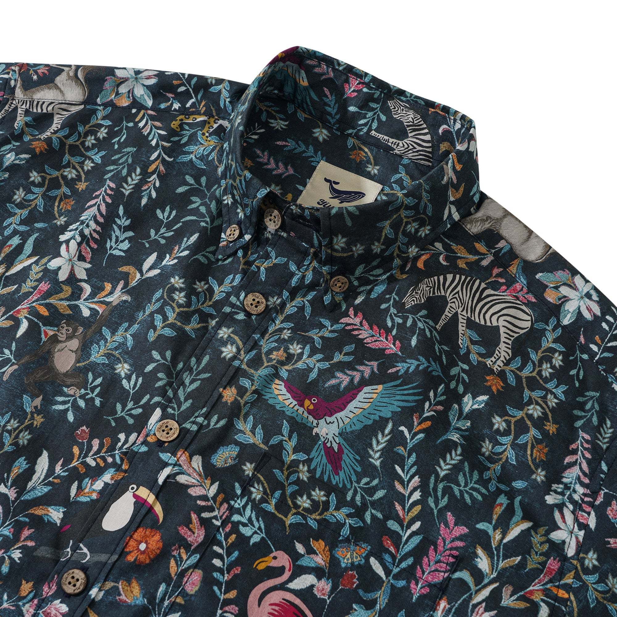 Jungle Paradise Men's Hawaiian Shirt 100% Cotton Men's Short Sleeve Button-down Shirt Green Aloha Hawaiian By Cigar