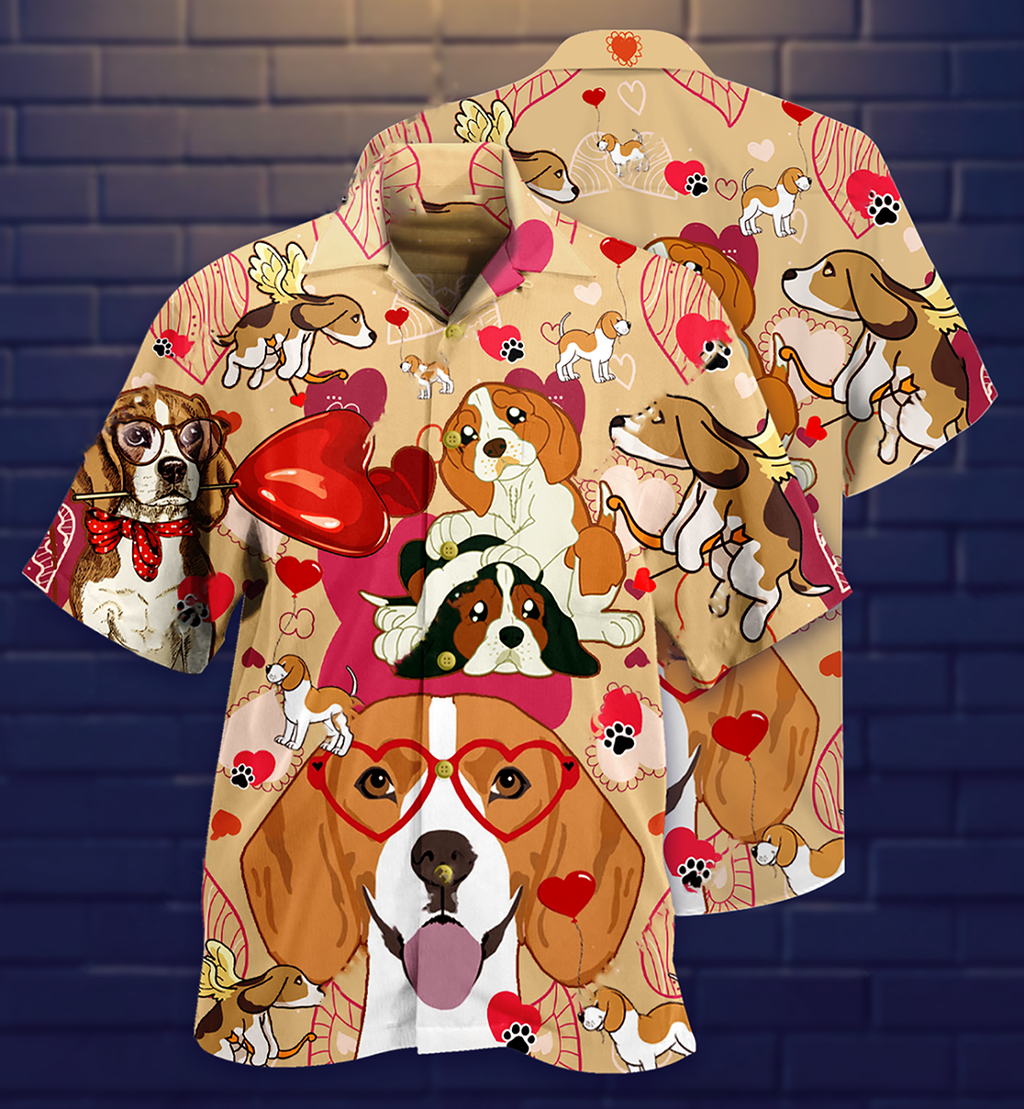 Beagle Dog And Valentine Love You - Hawaiian Shirt