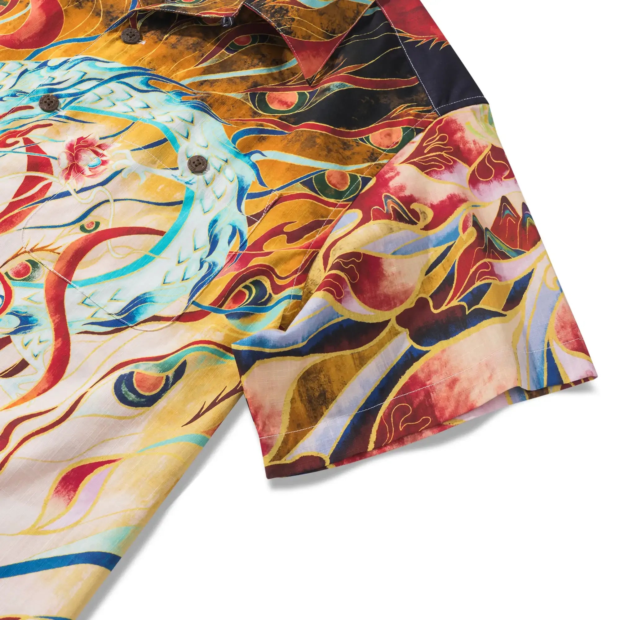 Men's Hawaiian Shirt Short Sleeve Camp Collar 100% Cotton Blue Aloha Nezha Conquers the Dragon King Eastern Legend By Huan huan