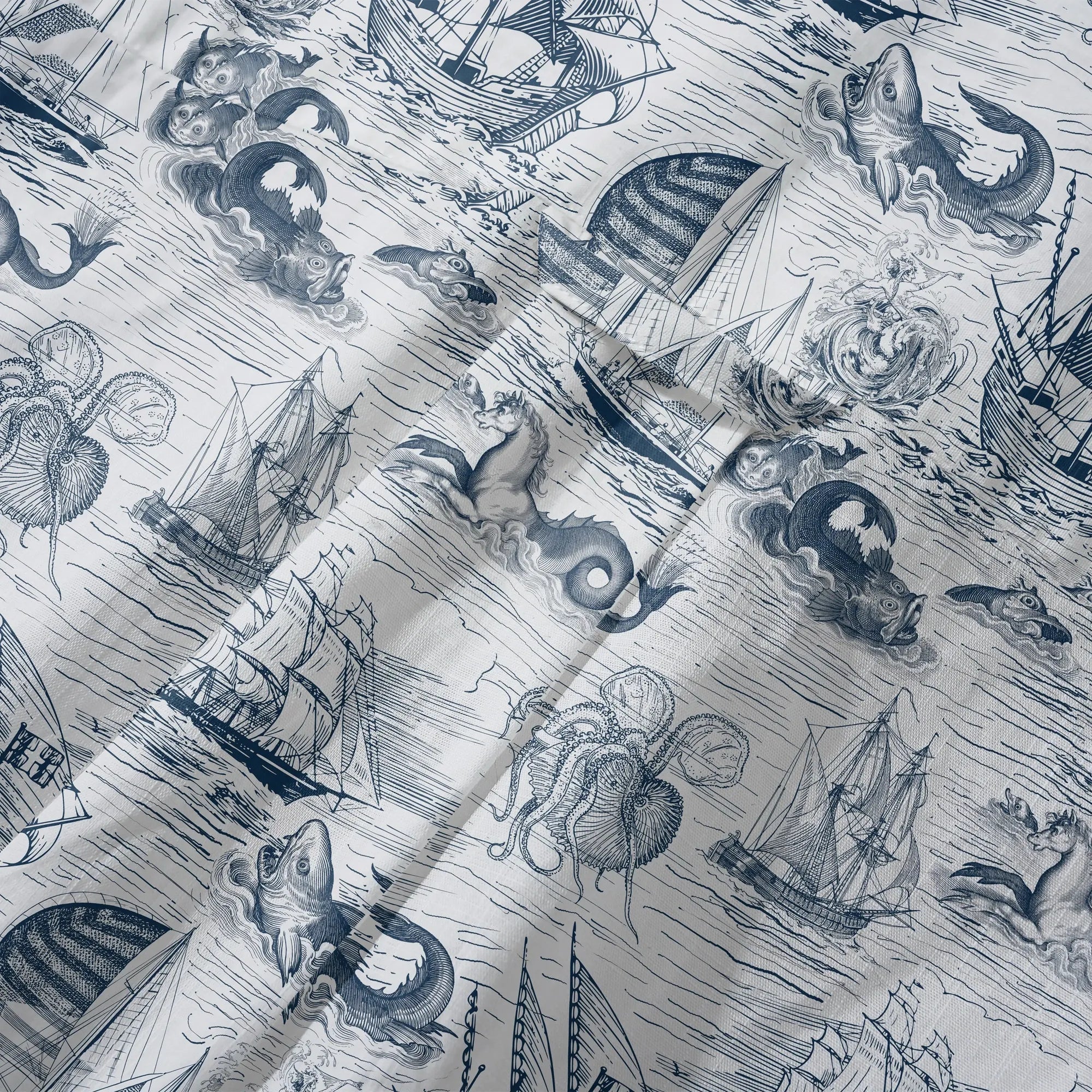 LeosWare® Myth Men's Hawaiian Shirt Short Sleeve Button-up 100% Cotton Blue Aloha Antiquity Sea Expedition By Ann