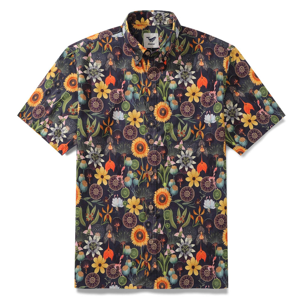 1930s Floral Hawaiian Shirt For Men Sunflower Shirt 100% Cotton Short Sleeve Button-down Dress Shirt By Mo