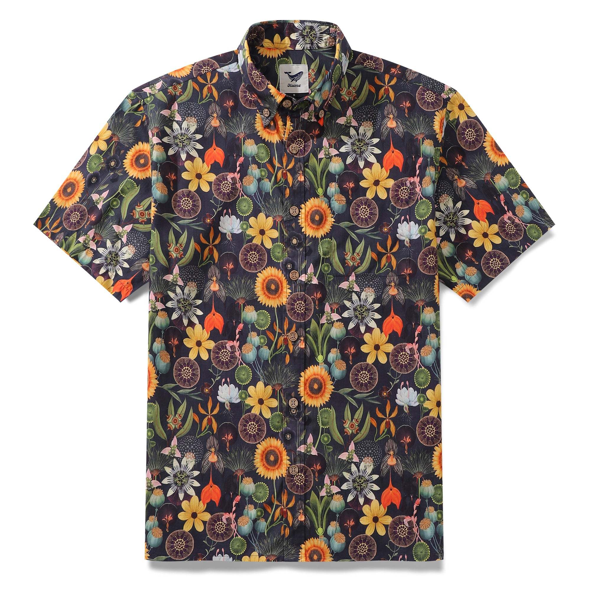 1930s Floral Hawaiian Shirt For Men Sunflower Shirt 100% Cotton Short Sleeve Button-down Dress Shirt By Mo