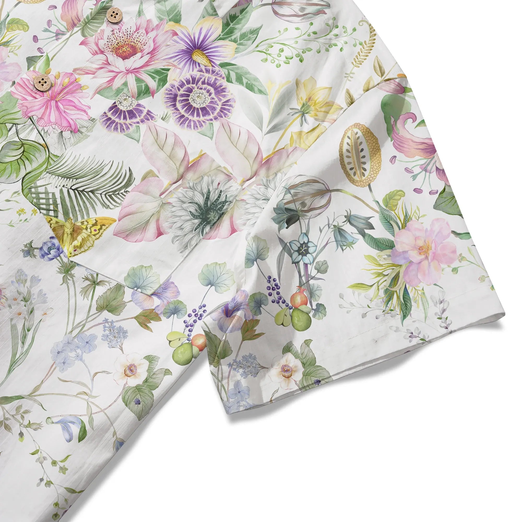 LeosWare® Chemise hawaïenne pour homme à manches courtes, boutonnée, 100% coton, Aloha Symphonie de Vitalité, Bouquet Floral par Huan huan