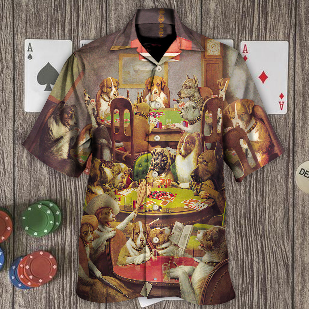 Gambling Dog Playing Poker - Hawaiian Shirt