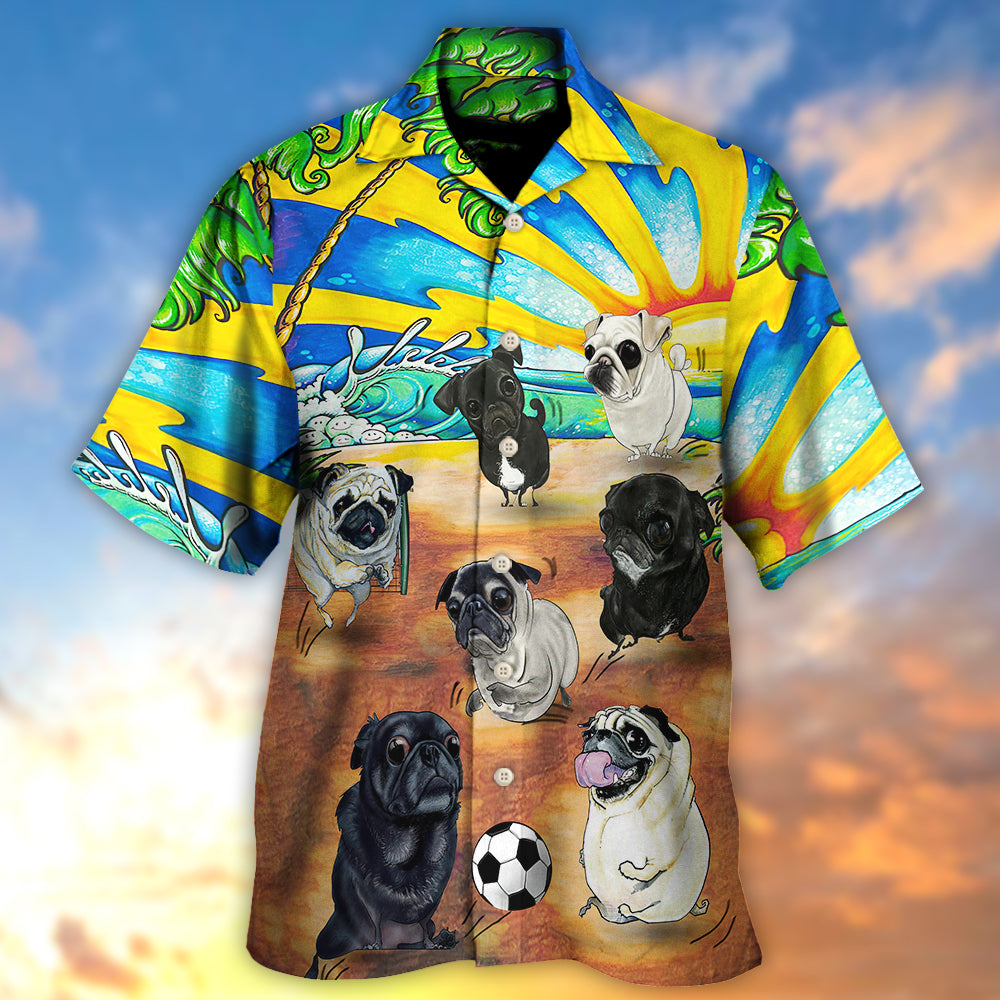 Soccer Beach Sports Pug Dog Beach - Hawaiian Shirt