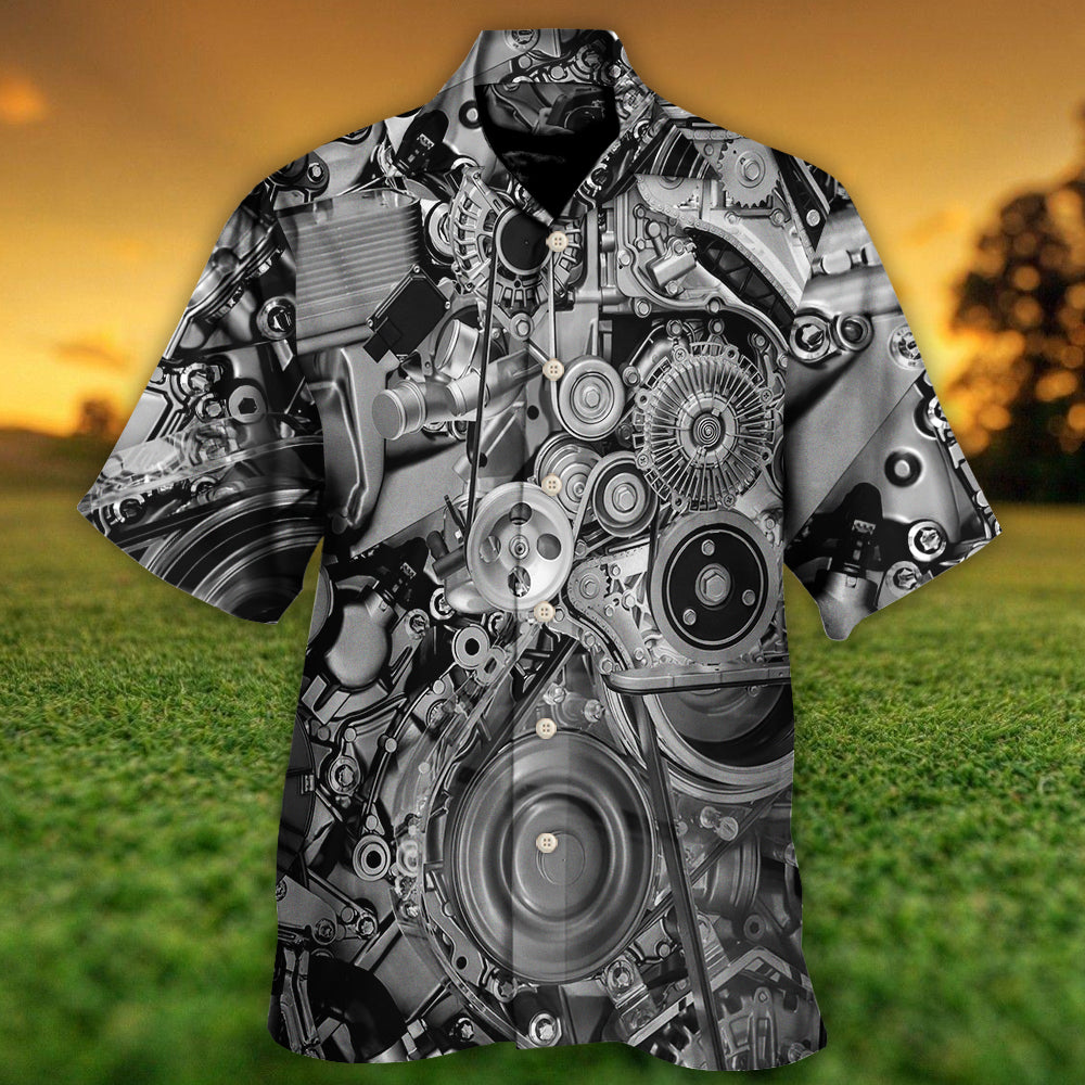 Diesel Engine Pulleys And Belts On Car Engines - Hawaiian Shirt