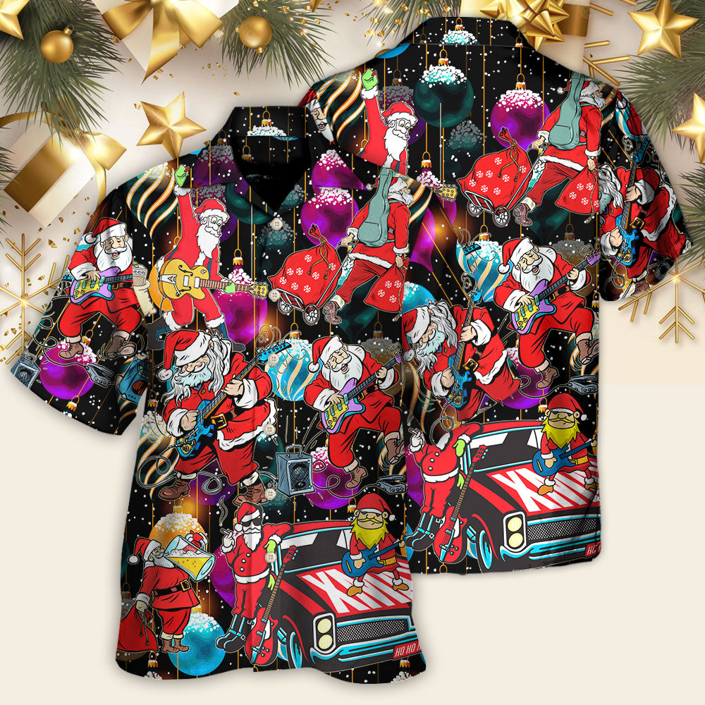 Christmas Guitar Music And Santa Merry Very  Xmas - Hawaiian Shirt