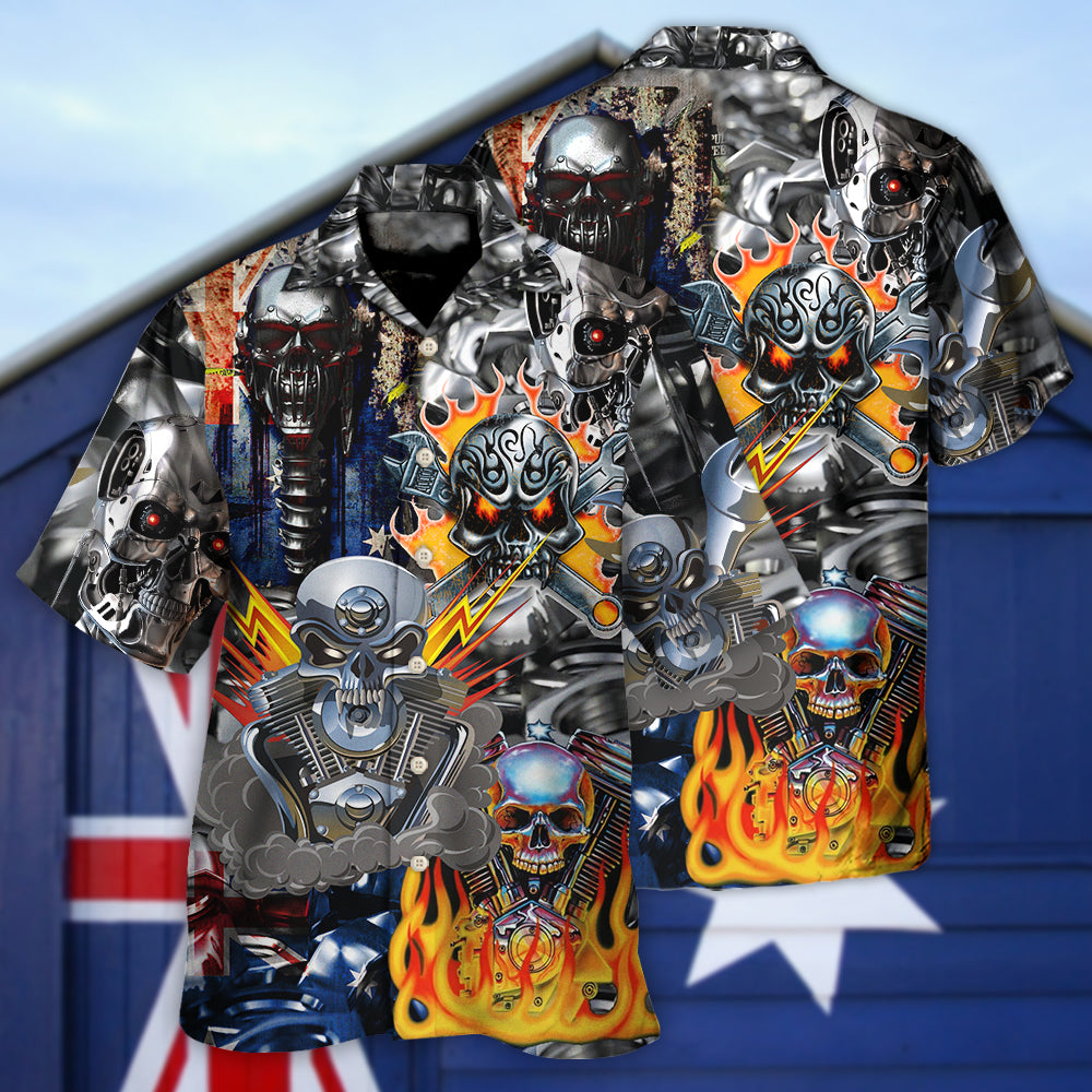 Skull Engine Piston Don't Fix Me Australia - Hawaiian Shirt