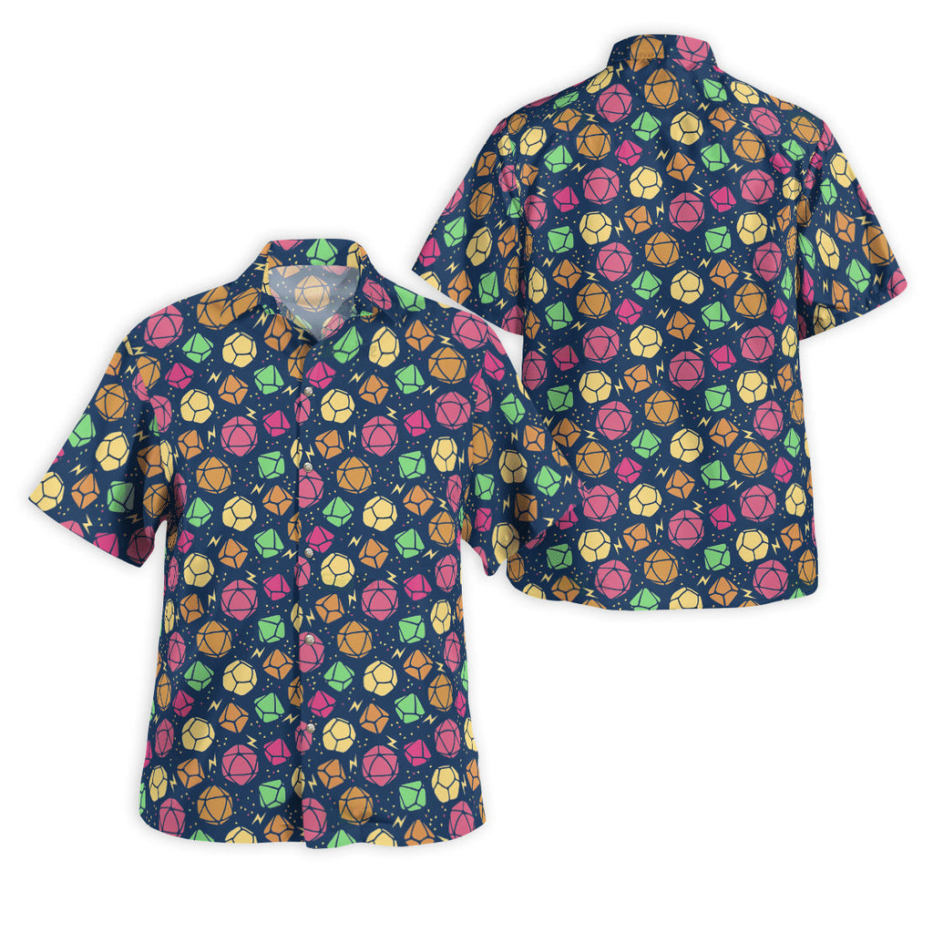DnD Geeky Dice Thunder Pattern - Hawaiian Shirt