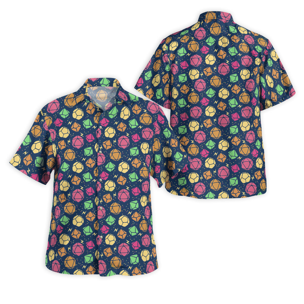 DnD Geeky Dice Thunder Pattern - Hawaiian Shirt