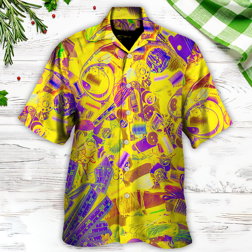 Embroidery Sewing Tailor Spool Vintage Retro Yellow Knitting - Hawaiian Shirt