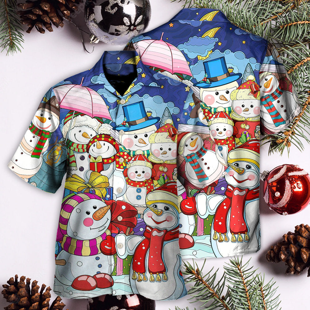 Christmas Snowman Merry Xmas And Happy New Year Art Style - Hawaiian Shirt