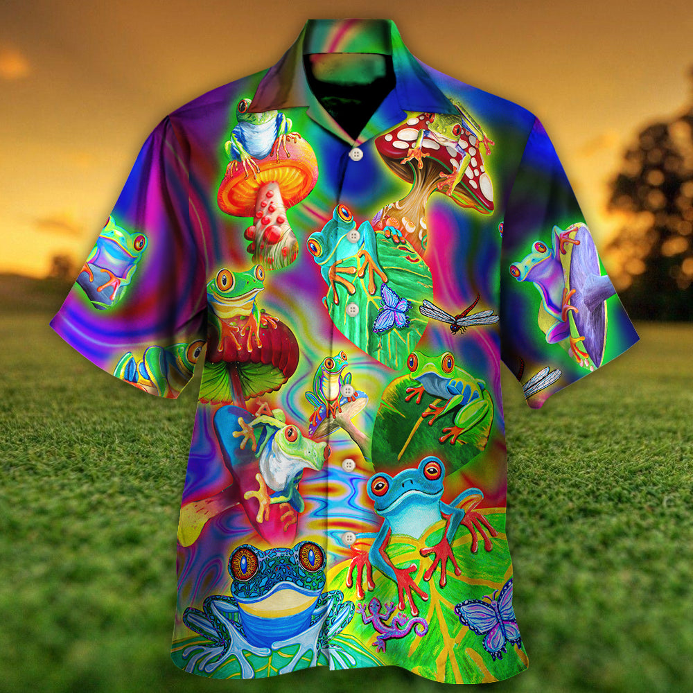 Frog Colorful Tropical Enjoying A Day Of Fun - Hawaiian Shirt