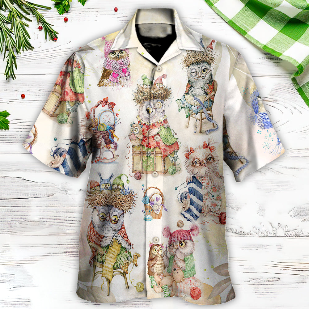 Owl Knitting Is Happy Place - Hawaiian Shirt