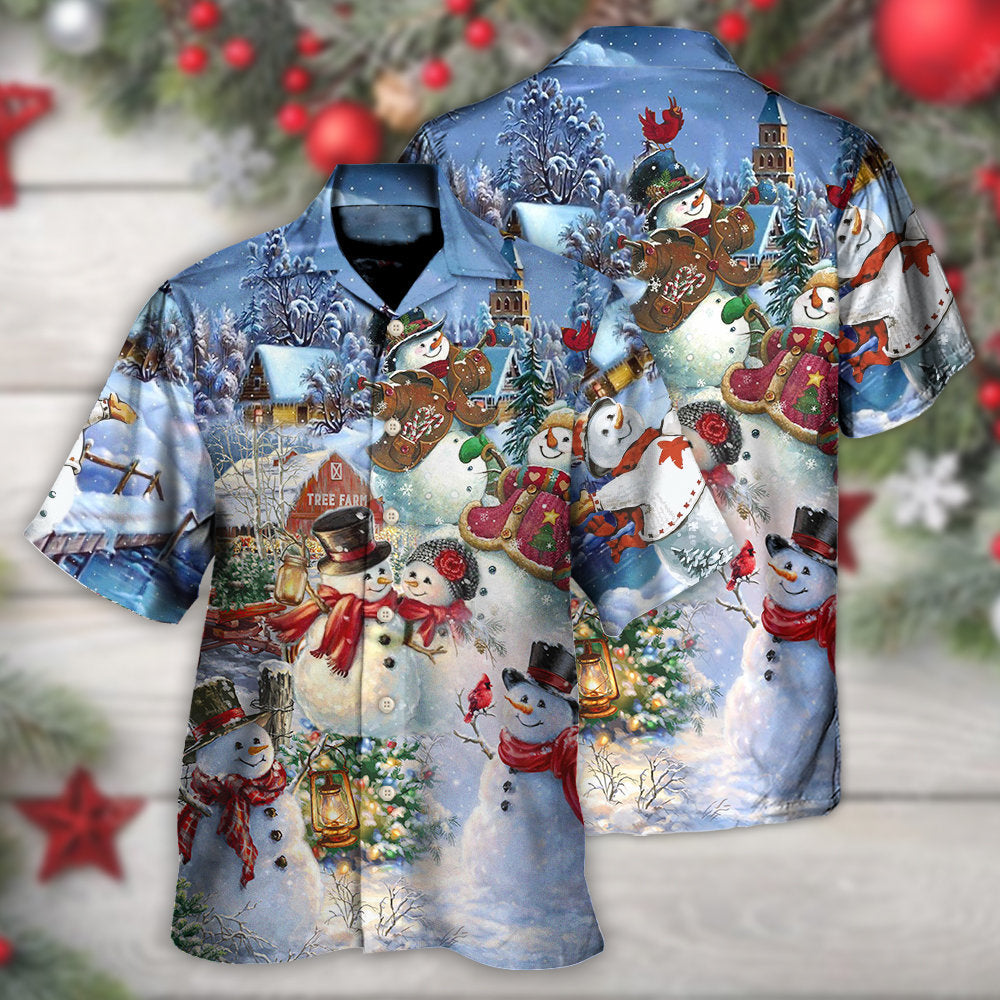 Christmas Snowman Lover Happy Couple Snowman - Hawaiian Shirt