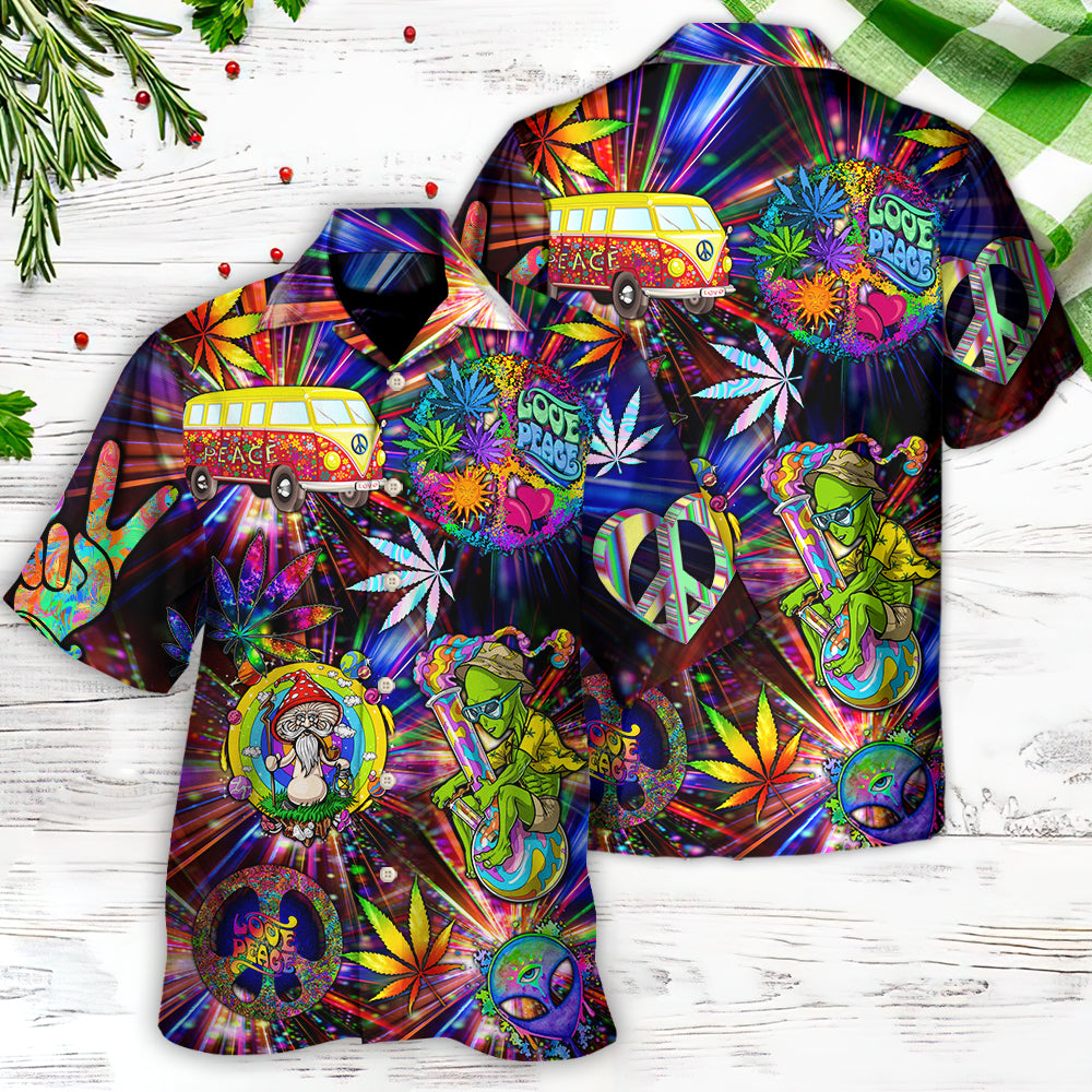 Hippie Alien Peace The Colorful Of Life Amazing Neon Style - Hawaiian Shirt