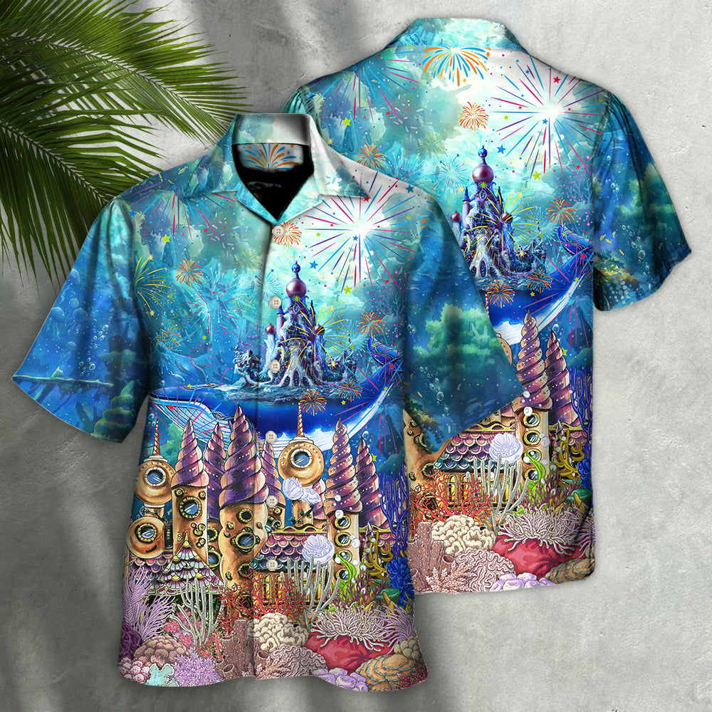 Whale Happy New Year Under Ocean - Hawaiian Shirt