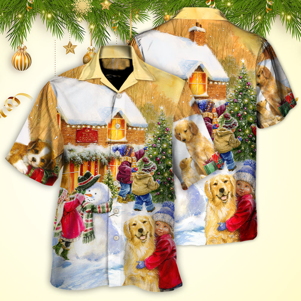 Christmas Children And Animals Love Christmas In The Town Art Style - Hawaiian Shirt