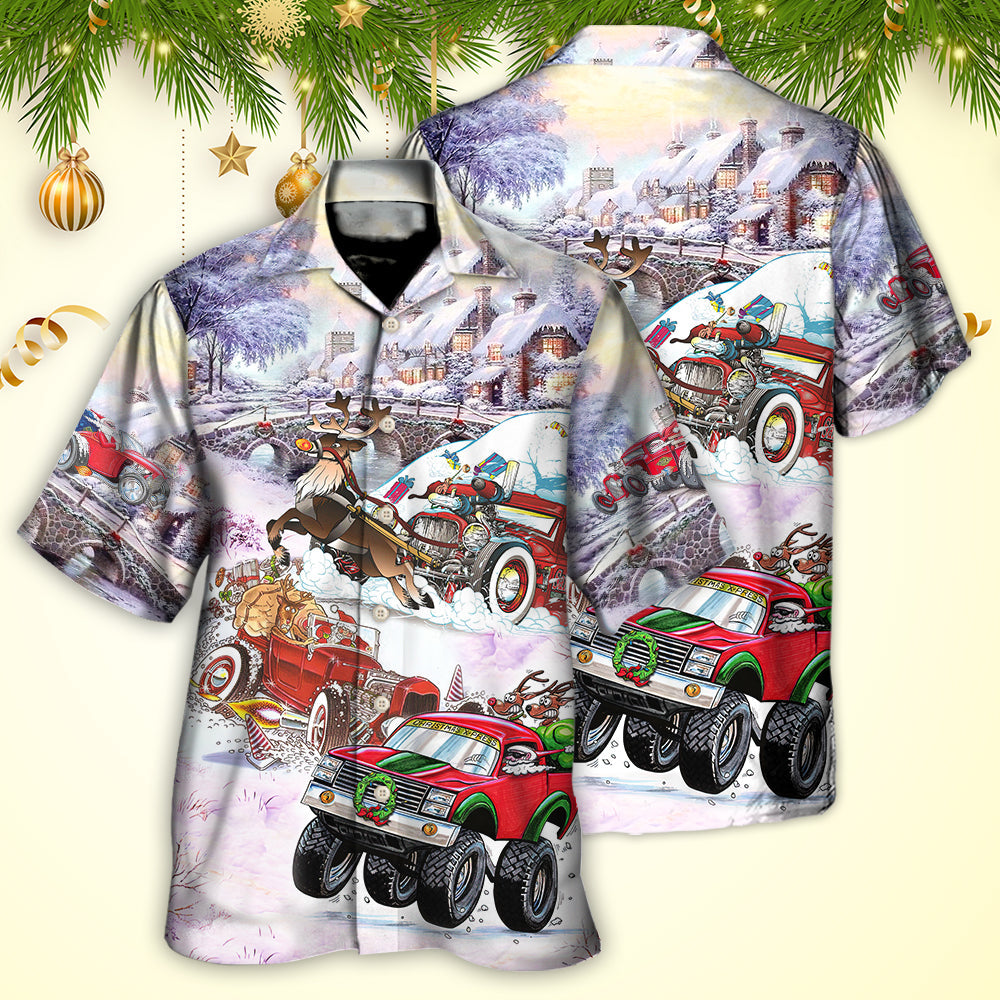Christmas Car Run Xmas Hohoho - Hawaiian Shirt
