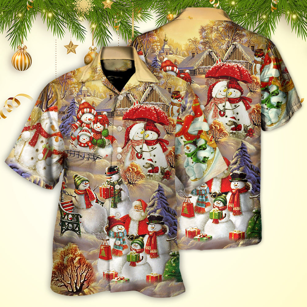 Christmas Snowman Couple Love Xmas Cool - Hawaiian Shirt
