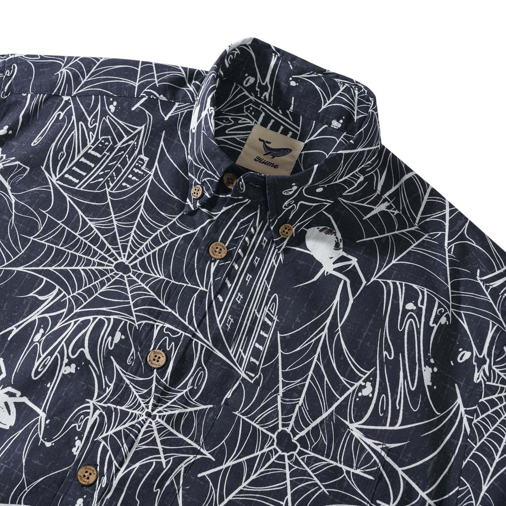 Halloween Gift The Hidden Hunter in the City 100% Cotton Men's Short Sleeve Button-down Shirt Aloha Hawaiian By Sun
