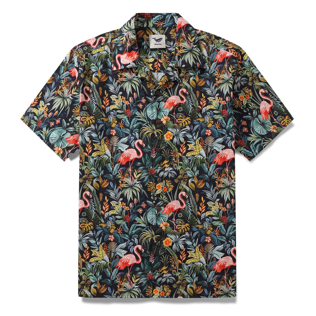 Hawaiian Shirt For Men Flamingo Haven Shirt Camp Collar 100% Cotton By Cigar