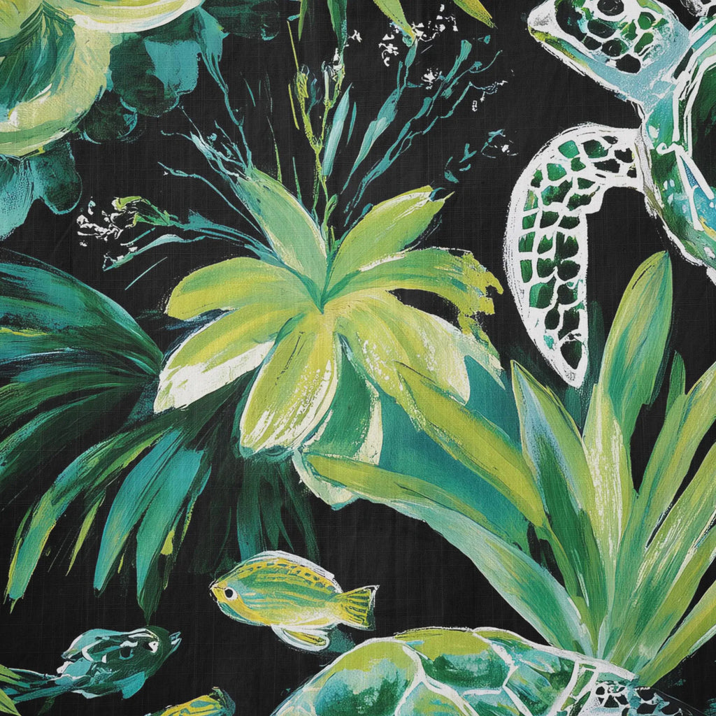 LeosWare® Men's Hawaiian Shirt Short Sleeve Button-up 100% Cotton Green Aloha Deep Sea Green Reflection By Ann