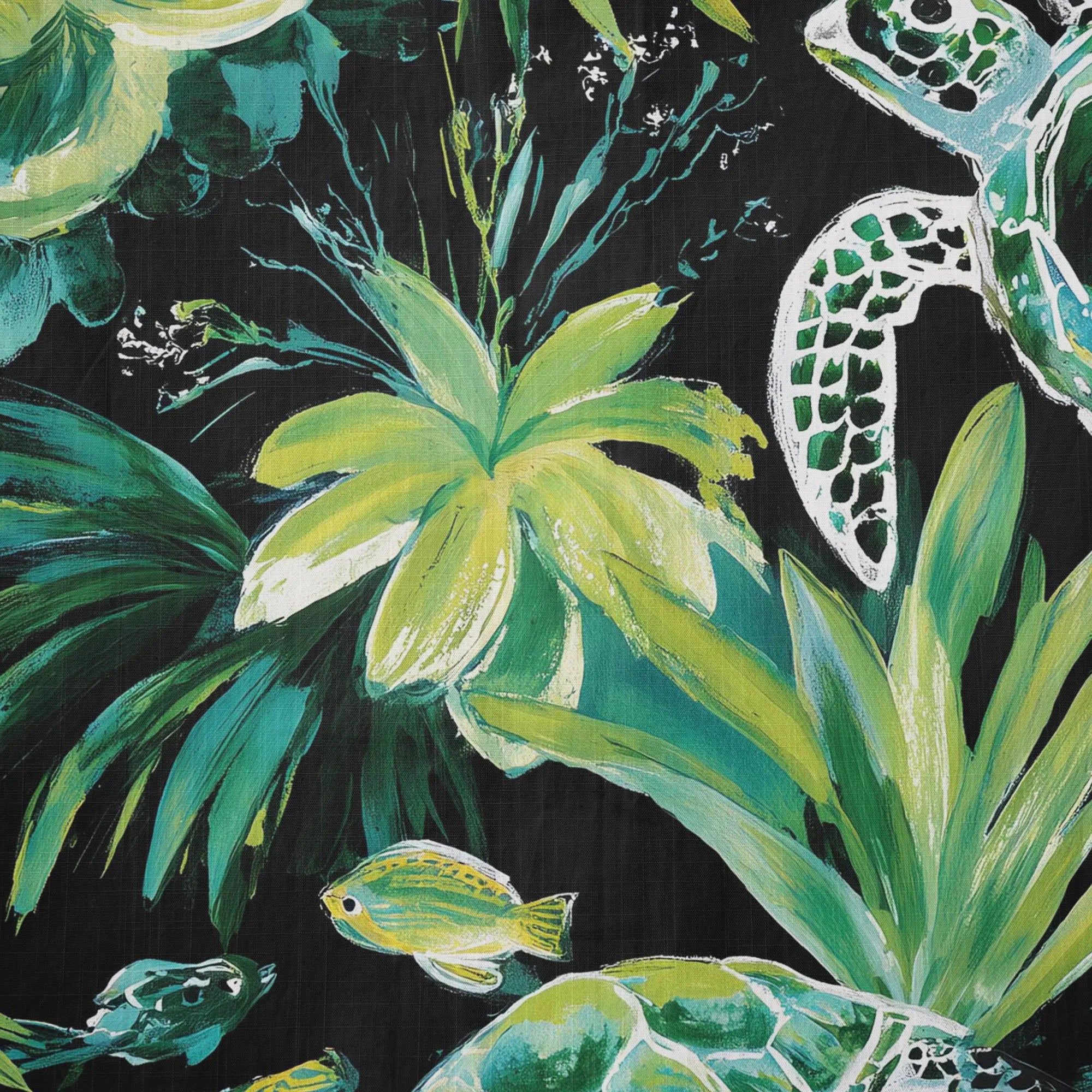 LeosWare® Men's Hawaiian Shirt Short Sleeve Button-up 100% Cotton Green Aloha Deep Sea Green Reflection By Ann