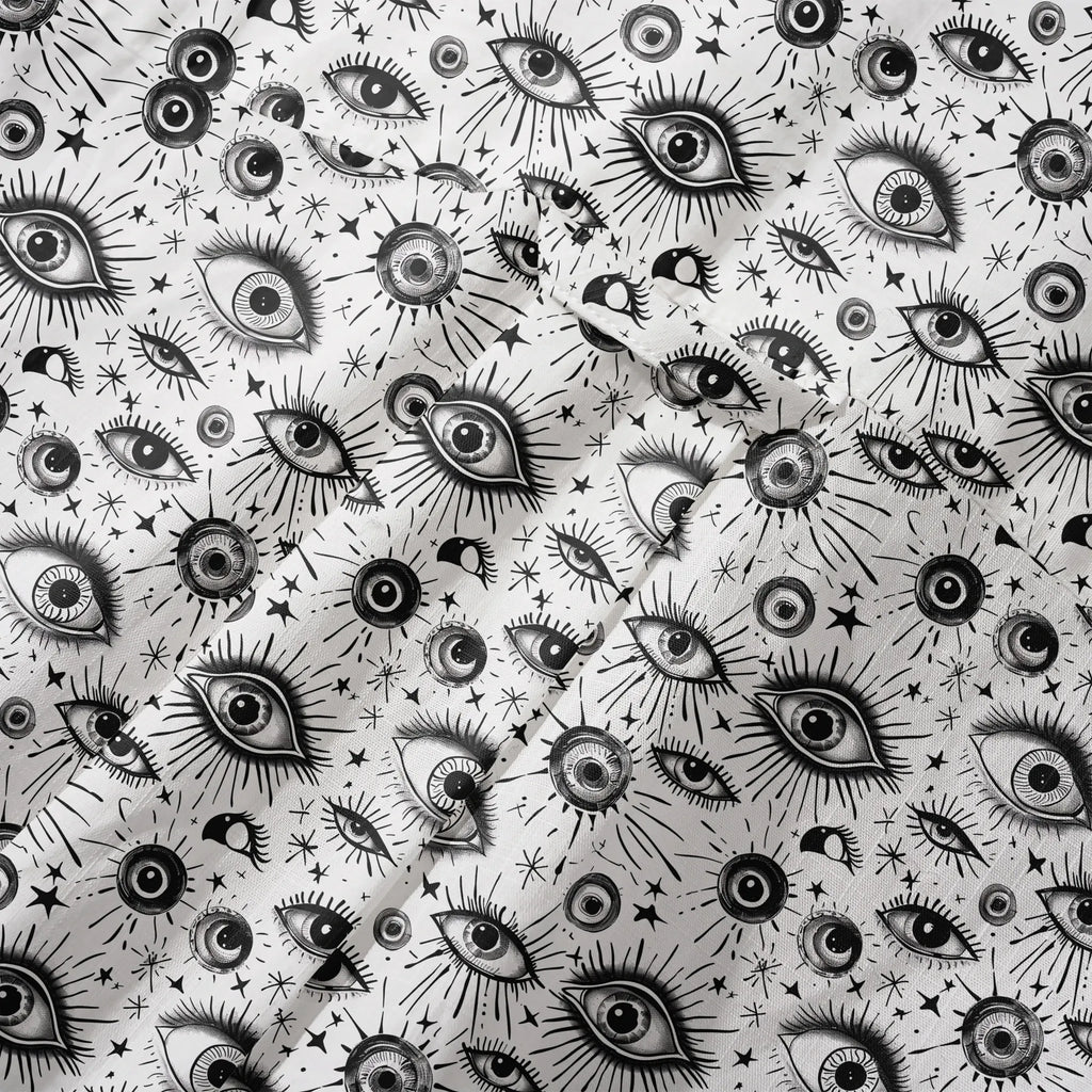LeosWare® Men's Hawaiian Shirt Short Sleeve Button-up 100% Cotton White Aloha Starlight Eye Array By Ann