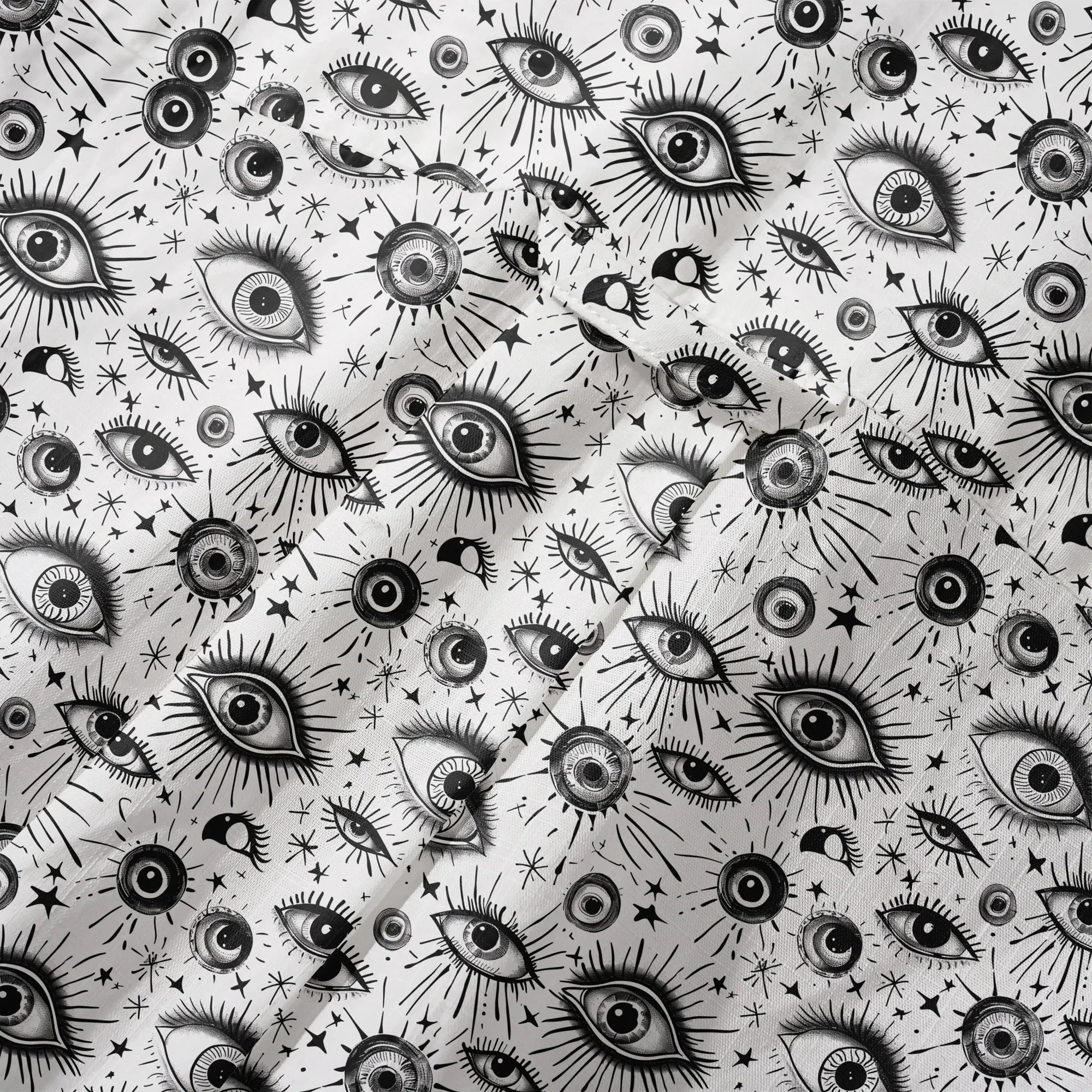 LeosWare® Men's Hawaiian Shirt Short Sleeve Button-up 100% Cotton White Aloha Starlight Eye Array By Ann