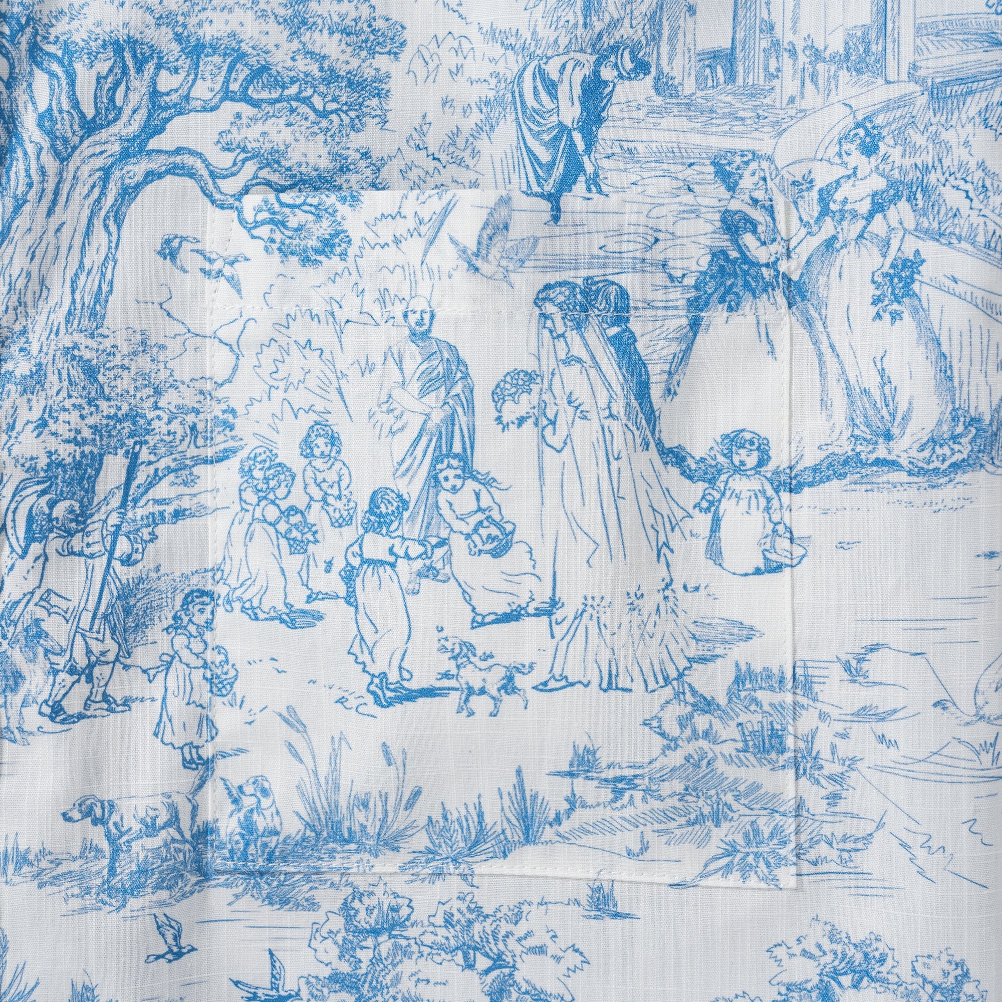 Men’s Wedding Guest Shirt – Blue Floral 100% Cotton Button-Down Hawaiian Shirt By Huan huan