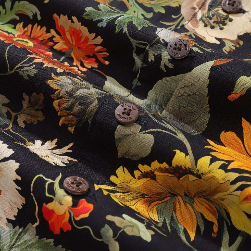 100% Cotton Hawaiian Shirt For Men Romantic Garden Camp Collar Shirt By Sherry