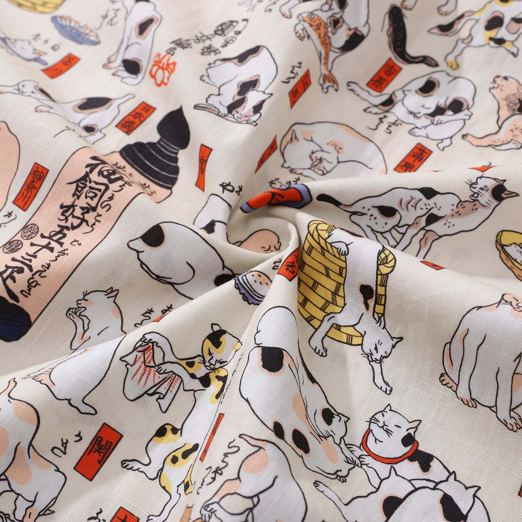 Cotton Hawaiian Shirt For Men Cat Button-down Shirt Short Sleeve Aloha Shirt Tokaido 53 Station Cats By Yakima