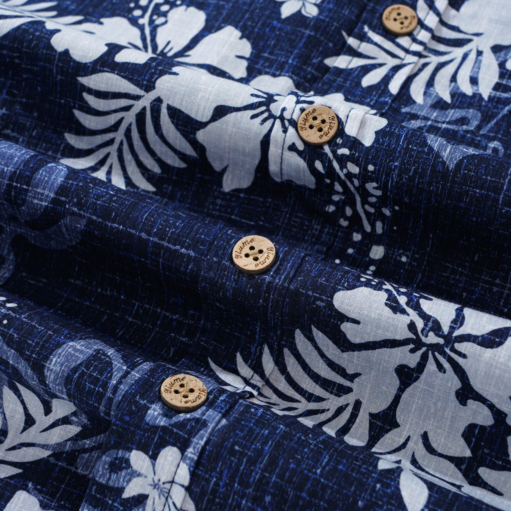 Yiume Tropical Hawaiian Shirt For Men Breathable Shirt Blue Short Sleeve Button-down Shirt By Huan huan