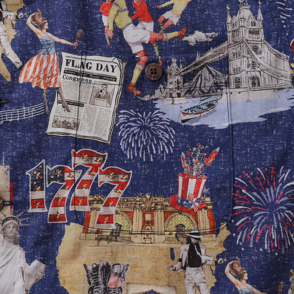 Hawaiian Shirt For Men Looking back to 1777 Print Shirt Camp Collar 100% Cotton By Sherry