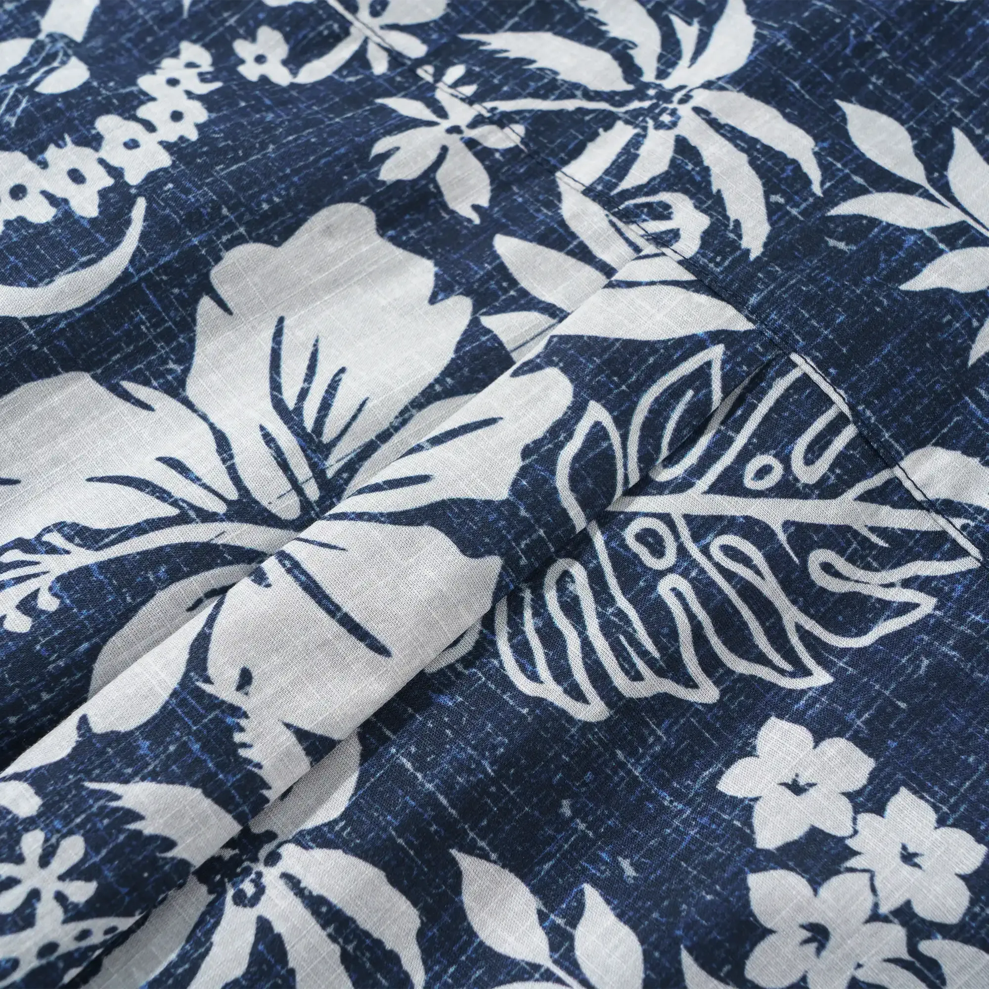 Men's Hawaiian Shirt Short Sleeve Button-down 100% Cotton Blue Aloha Island Ukulele By DUDU