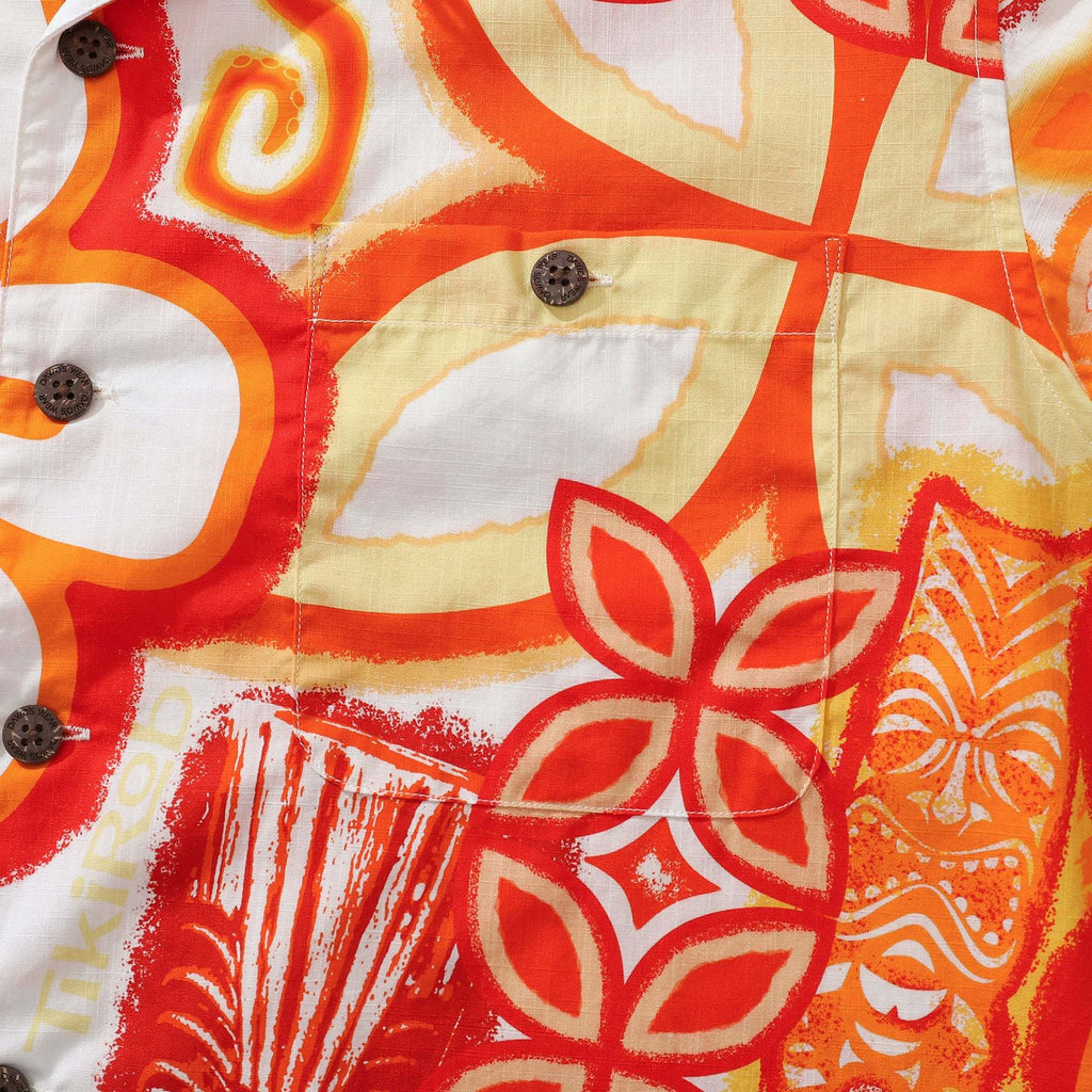 Yiume 1930s Vintage Floral Hawaiian Shirt By TIKIROB Designer Shirt Orange Camp Collar Tiki Shirt