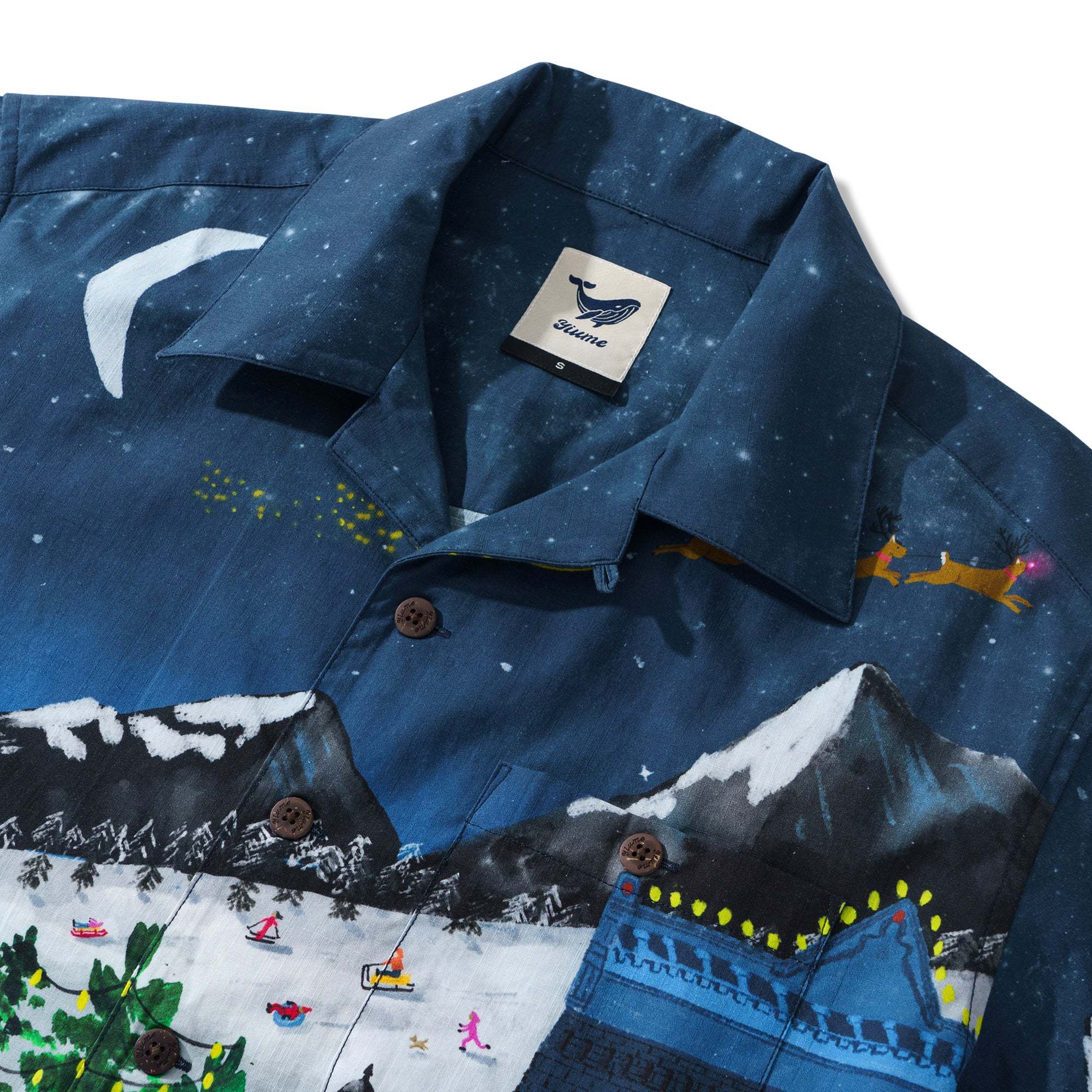 Christmas Gift 100% Cotton Hawaiian Shirt For Men Advent Street Town By Abby Jacobs Camp Collar Aloha Shirt