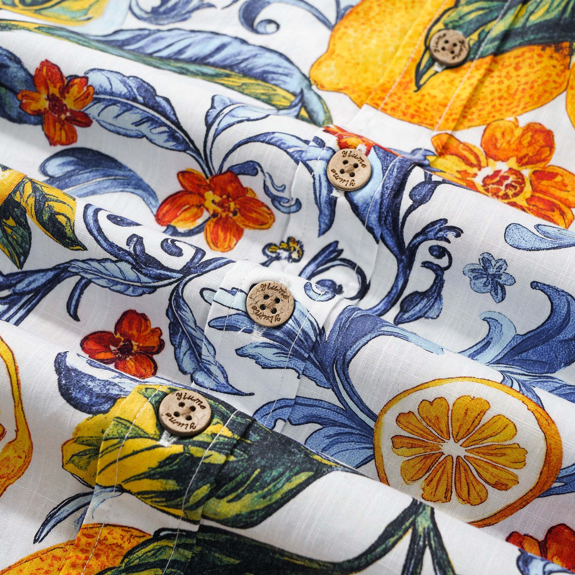 Men's Vintage Blue Hawaiian Shirt Sicily Lemon Shirt Short Sleeve Button-down Tropical Shirt By Mo