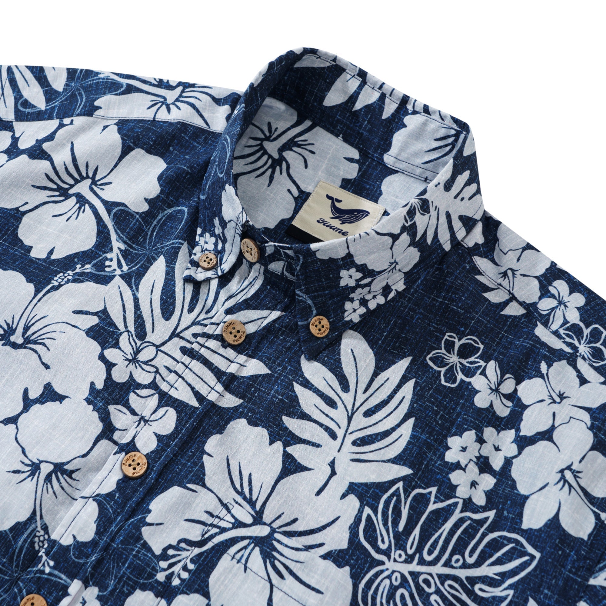 Floral Men's Hawaiian Shirt Short Sleeve Button-down 100% Cotton Blue Aloha Summer Whispers By Huan huan