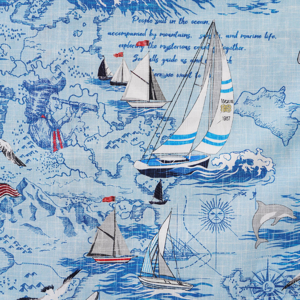 Men's Hawaiian Shirt Short Sleeve Button-down 100% Cotton White Aloha Joyful Ocean By Huan huan