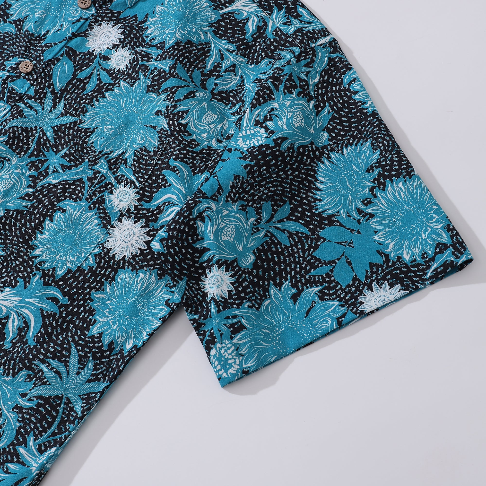 Hawaiian Shirt For Men Sunflower Sea Button-down Shirt Short Sleeve 100% Cotton Shirt By Sherry