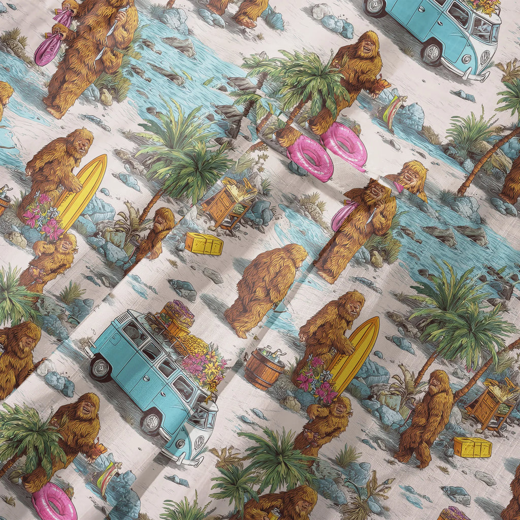 LeosWare® Men's Hawaiian Shirt Short Sleeve Button-up 100% Cotton Aloha Seaside Market Of The Bigfoot By Ann