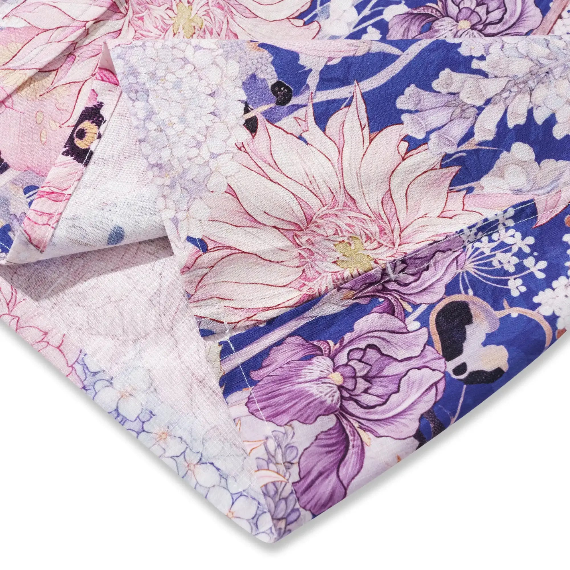 Men's Hawaiian Shirt Short Sleeve Button-down 100% Cotton Blue Aloha Hidden Garden By Huan huan