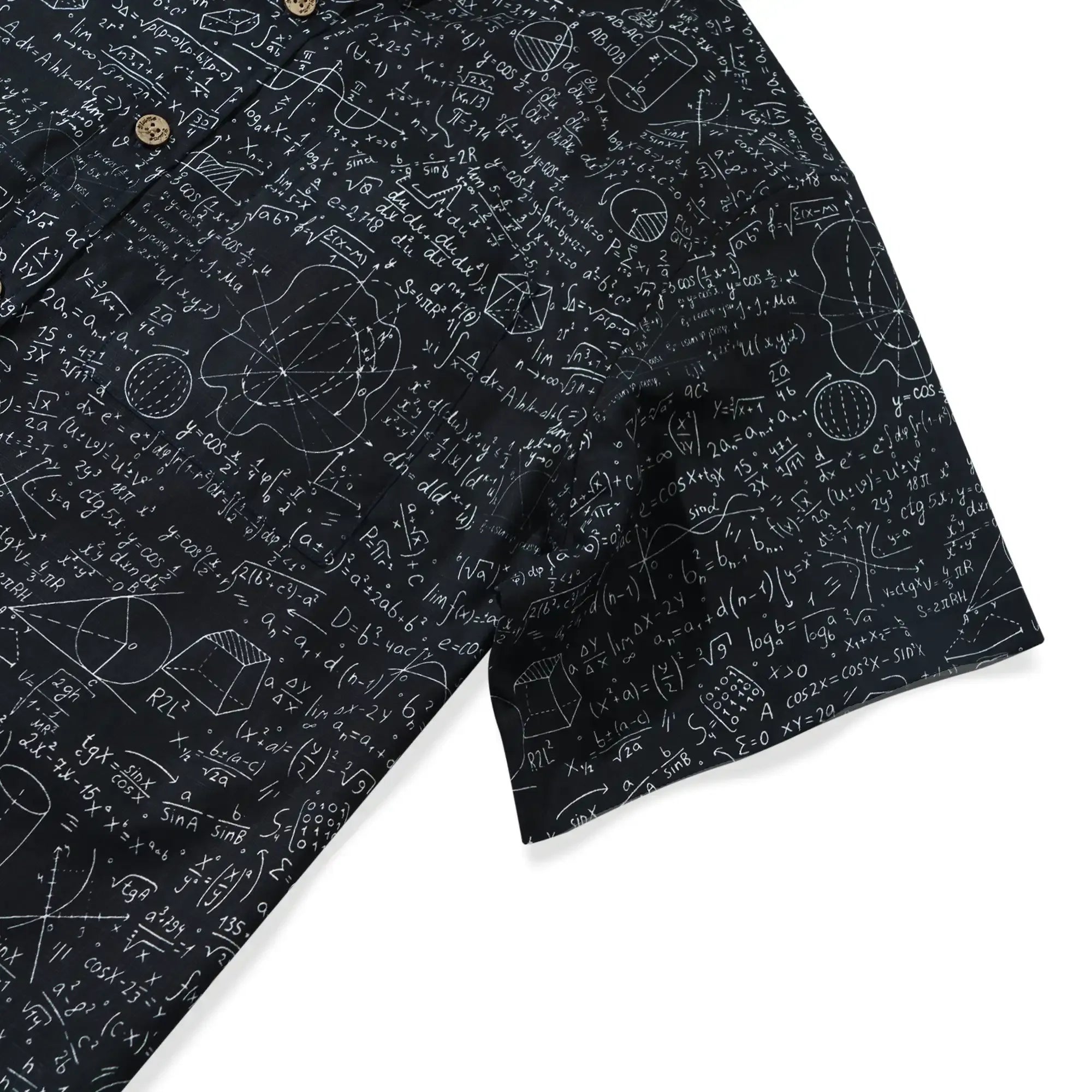 Geek Chic Men's Hawaiian Shirt Short Sleeve Button-down 100% Cotton Black Aloha The Problem Solver Math Formula Physics Equation Science Chalkboard By Yana