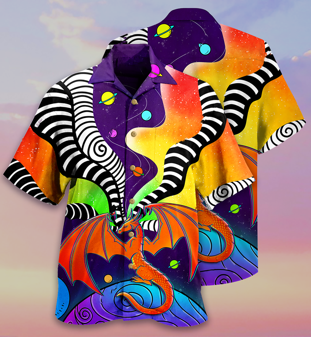 Dragon Color Galaxy Style Colorful - Hawaiian Shirt