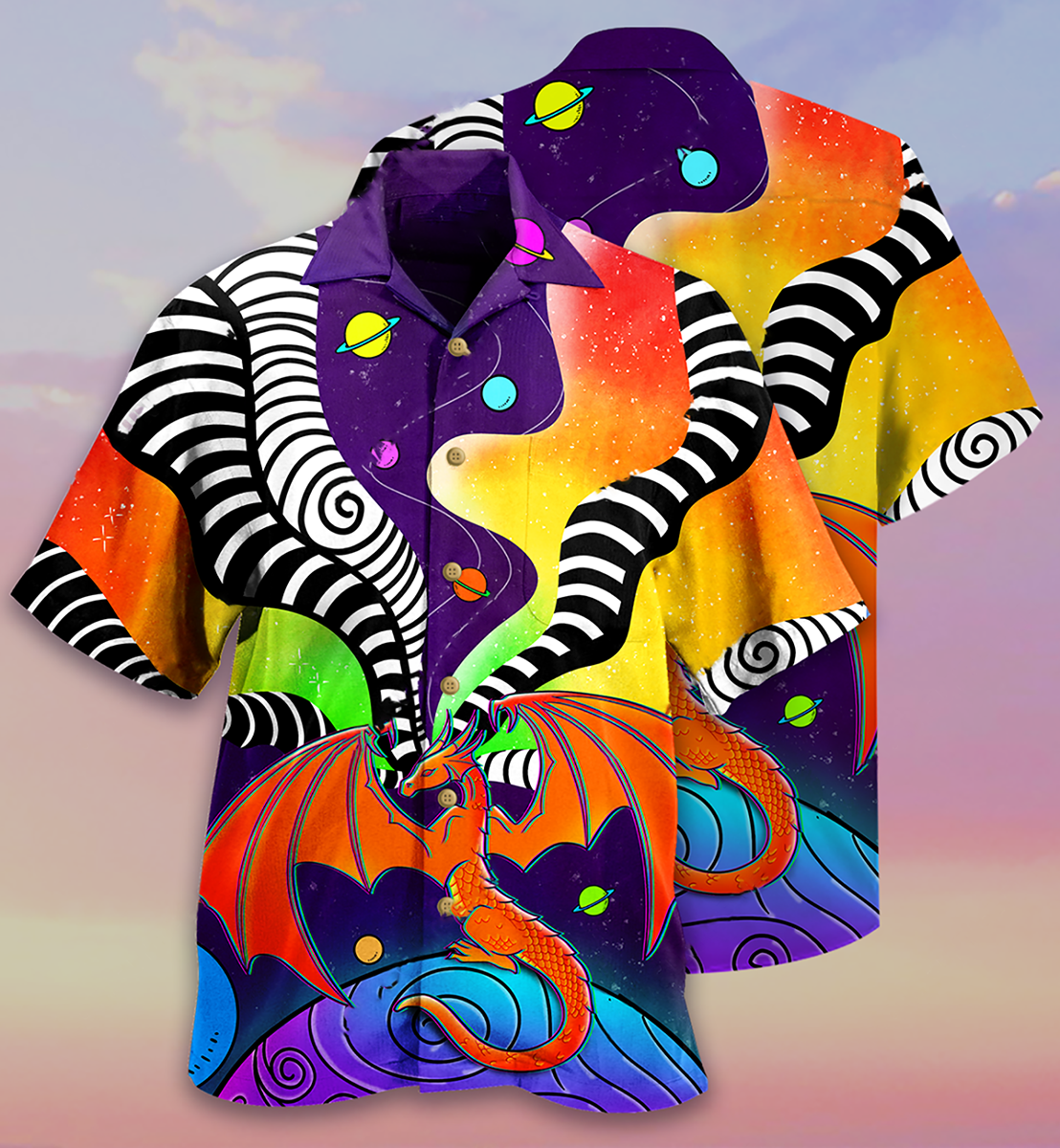Dragon Color Galaxy Style Colorful - Hawaiian Shirt
