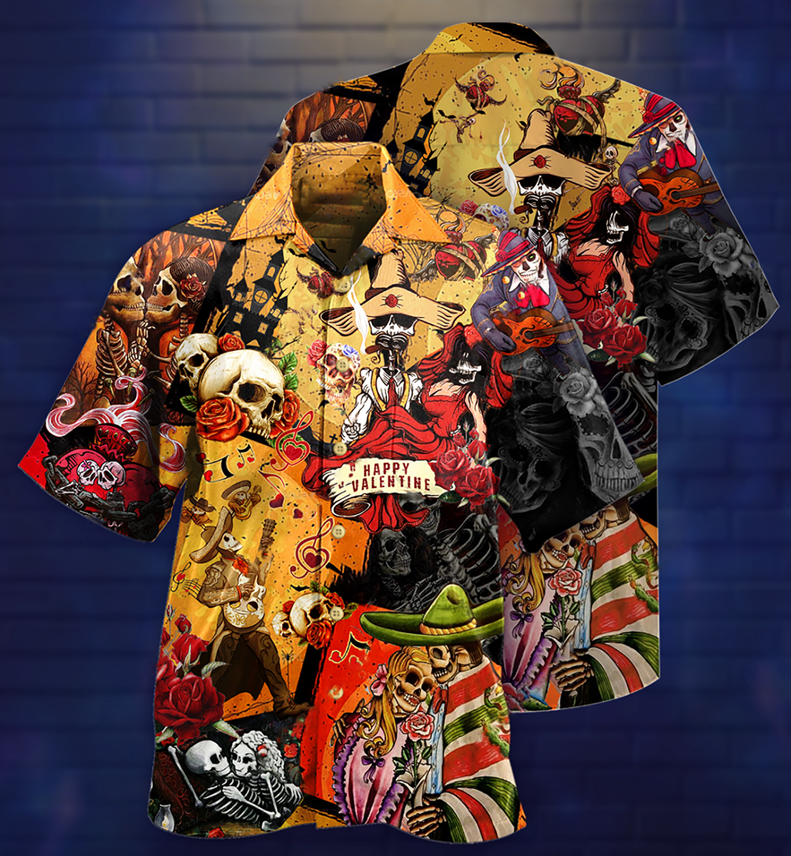 Skull Happy Valentine's Day - Hawaiian Shirt